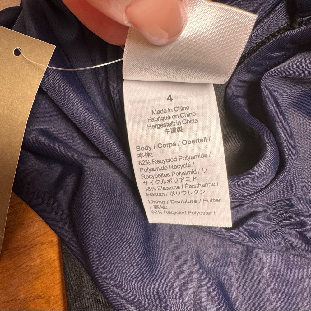 J.Crew Ruched Sweetheart One Piece Navy Blue Swimsuit Size 4 NEW - Picture 9 of 12